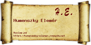 Humenszky Elemér névjegykártya