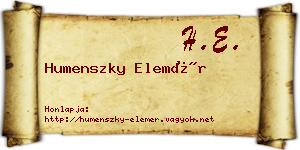 Humenszky Elemér névjegykártya