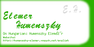 elemer humenszky business card